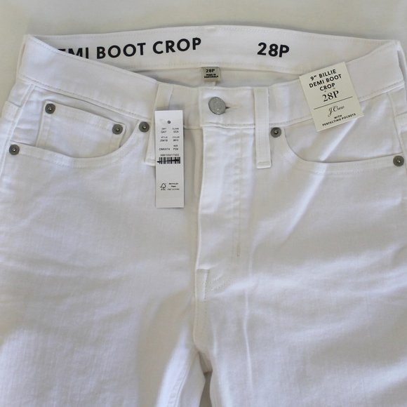 J Crew Petite Billie Demi-Boot Crop Jean In White NWT Top Rated - Picture 3 of 5